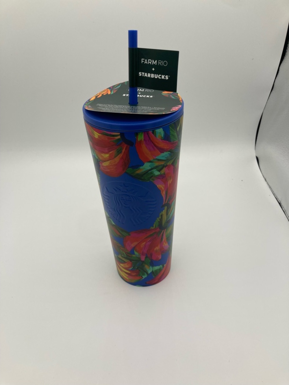 Starbucks + Farm Rio Tropical Tumbler Limited Edition Banana Mix Blue New 24oz
